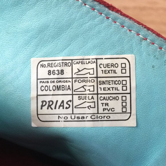 Vintage hand-crafted red+aqua leather desert boots - Picture 9 of 10